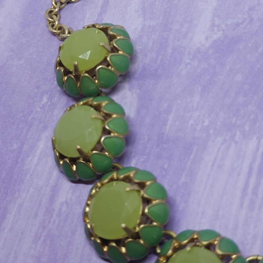 J Crew Lime Green Enamel Cupcake Style Statment Necklace - Picture 5 of 8